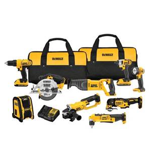 lot 109 image: Dewalt 20-Volt MAX Lithium-Ion Cordless Combo Kit (9-Tool) with (2) Batteries 2Ah, Charger and (2) Contractor Bags, DCK940D2 - BRAND NEW