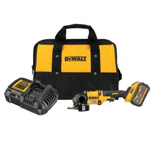 lot 141 image: Dewalt FLEXVOLT 60-Volt MAX Cordless Brushless 4-12 in. - 6 in. Small Angle Grinder & (1) FLEXVOLT 9.0Ah Battery, DCG418X1 - Like New.