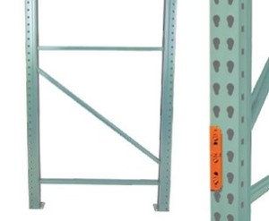 lot 179 image: Pallet of 12 Heavy Duty Teardrop Pallet Racking Uprights, Most Are 72 Tall X 42 Deep. Used In Warehouse.