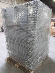 lot 182 image: Pallet of 48 Heavy Duty Steel Wire Decking For Pallet Racking System. 42 X 46. Used in Warehouse.