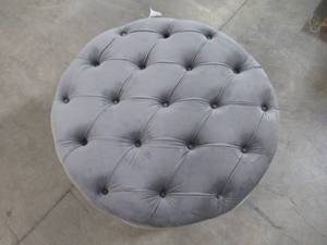 lot 201 image: Noble House Aaden Grey New Velvet Tufted Ottoman 11461