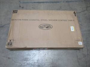 lot 222 image: Hampton Bay Beacon Park Gray Wicker Outdoor Coffee Table FWS80486BG