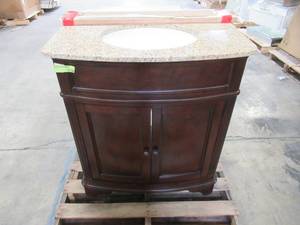 lot 230 image: Bathroom Vanity Cabinet 31 in. W x 20.5 in. D x 35 in. H with Top and Backsplash 2451655