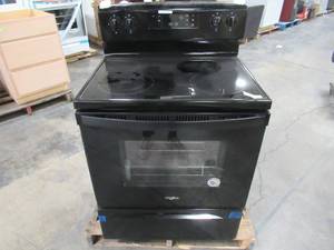lot 235 image: Whirlpool 30 in. 5.3 cu. ft. 4-Burner Electric Range in Black with Storage Drawer WFE320M0JB