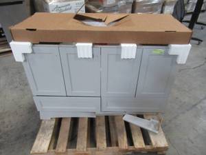 lot 308 image: Glacier Bay Lancaster 49 in. W x 19 in. D Bath Vanity in Pearl Gray with Cultured Marble Vanity Top in White with White Sink LC48P2-PG