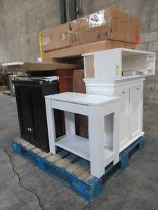 lot 324 image: WHOLESALE MIXED PALLET OF MISCELLANEOUS BATHROOM CABINETS AND REMODEL ITEMS