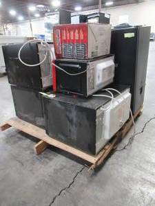lot 327 image: WHOLESALE MIXED PALLET OF MISCELLANEOUS MICROWAVES, GARAGE CABINET AND SMOKER