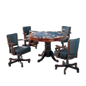 lot 8 image: Coaster Furniture Mitchell Dark Oak 5 Piece 3-in-1 Game Table Set  100201-S5 - Brand New