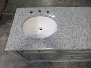 lot 337 image: Home Decorators Collection Hamilton 61 in. W x 22 in. D Double Bath Vanity in Grey with Granite Vanity Top in Grey with White Basin 10806-VS61H-GR