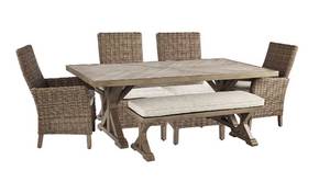 lot 2A image: Ashley Furniture Beachcroft Beige 6 Piece Outdoor Dining Set APG-P791-6PC - Brand New - LOW $1,750.00 RESERVE