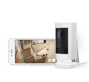 lot 608 image: Ring Stick Up Cam Wired IndoorOutdoor Standard Security Camera, White 8SS1E8-WEN0