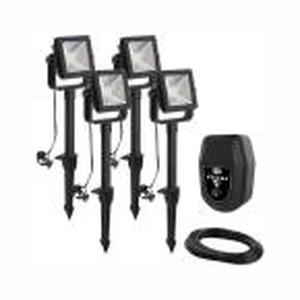 lot 15C image: Low Voltage Black Outdoor Integrated LED Landscape Flood Light (4-Pack)