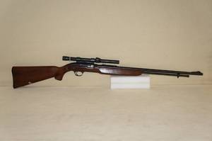 lot 12 image: Vintage J C Higgins Model 31 .22 SLLR Rifle with Period Correct Scope