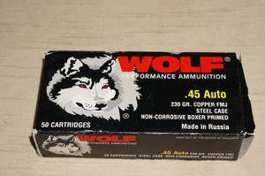 lot 36 image: 50 Wolf .45 Auto 230 Gr FMJ Ammo