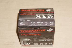lot 87 image: 25 Winchester Universal 20 Ga 2-34 7-12 Shot Shotshells