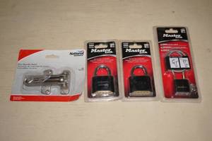 lot 136 image: 3 Master Locks and Door Security Guard