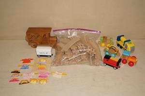 lot 110 image: Wood Train and Car Toys