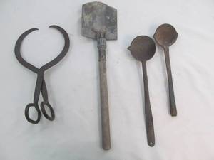 Ice tong, E-tool, lead ladles