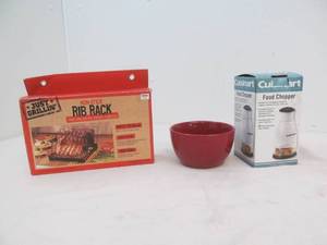 Rib rack, bowl, food chopper