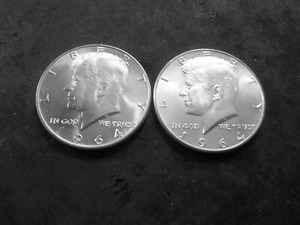 2-1964 JFK Silver Half Dollars MS From Unc Roll