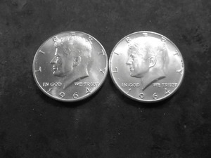 2-1964 JFK Silver Half Dollars MS From Unc Roll