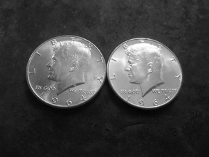 2-1964 JFK Silver Half Dollars MS From Unc Roll