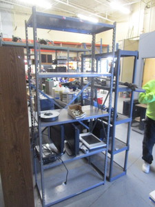 lot 208 image: METAL SHELVING WITH EXTRA HARDWARE