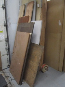 lot 325 image: WOODEN TABLE TOPS AND LUMBER