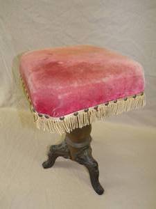 Antique Piano Bench with Cast Iron Legs