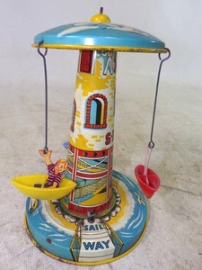 Antique Unique Art Mfg Co. Sail Away Tin Wind Up Toy