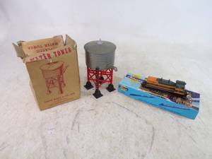 Louis Marx Model Train Water Tower and Athearn Great Northern Engine