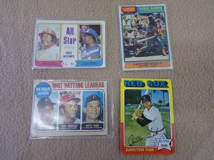 Vintage Topps Clemente, Aaron, Fisk Baseball Cards
