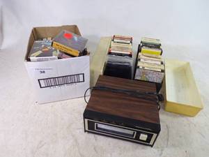 Realistic 8 Track Player with Large Lot of Tapes - Many Never Opened