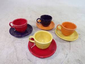 4 FiestaWare Coffee Cups and Saucers