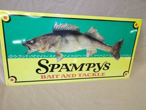 Spampys Bait and Tackle Walleye Tin Sign