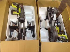 lot 26 image: Lot of 2 Ryobi 15 Amp 10 in. Sliding Compound Miter Saw customer returns see pictures