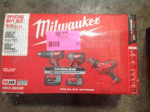 lot 39 image: Milwaukee M18 3-Tool Cordless Combo Kit in good condition  see pictures