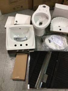 lot 2 image: Pallet with Bathroom Furniture and Items