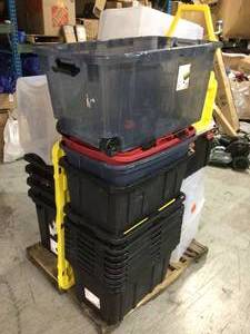 lot 13 image: Lot of assorted plastic storage bins see pictures