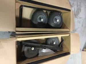 lot 16 image: Lot of 2 AgriFab 10 cu. ft. Steel Dump Cart see pictures