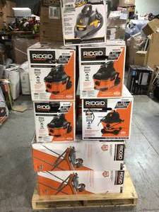 lot 21 image: Lot of assorted Ridgid Tiles saws and shop vacs return customer returns see pictures