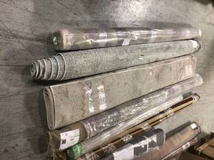lot 30 image: Pallet with area assorted Rugs various models and sizes  not used see pictures