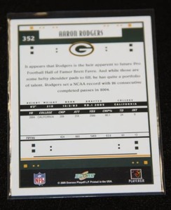2005 Score Aaron Rodgers Rookie Card
