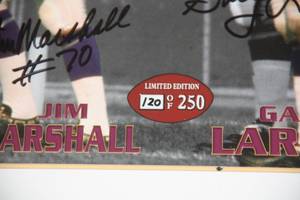 Minnesota Vikings Purple People Eaters Quad Auto Framed Photo 250