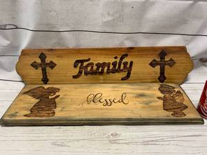 lot 11 image: Custom Made Blessed& FamilyWood Signs