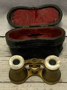 lot 24 image: Antique Opera Glasses MotherOfPearl Lefils Paris With Case