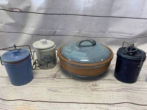 lot 31 image: Stoneware Bowl & Jars