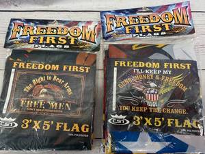 lot 100 image: Lot Of Two Freedom Flags 3 Foot By 5 Foot
