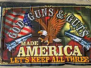 lot 147 image: God, Guns, Guts 3 x 5 Flag