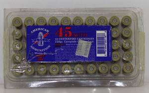 lot 6 image: 50 American Ammunition 45 Auto 230gr Cartridges